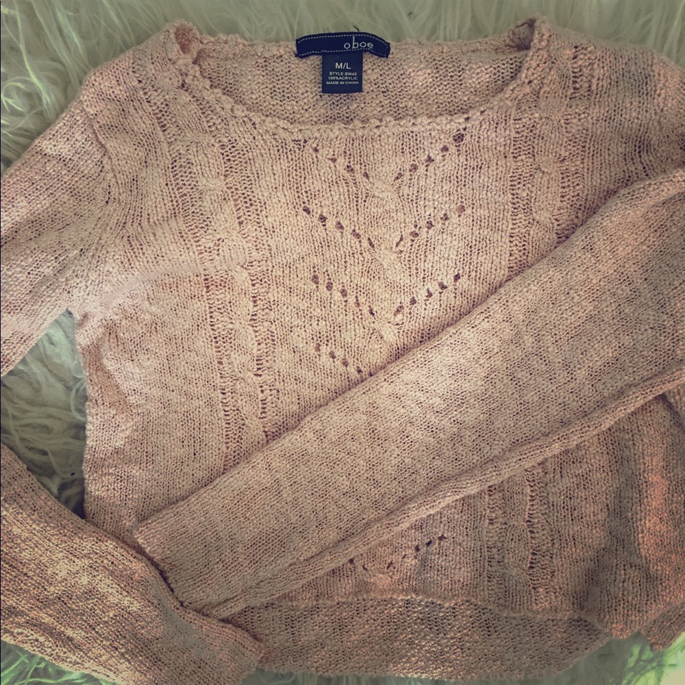 Oboe M/L dusty rose pink crop sweater